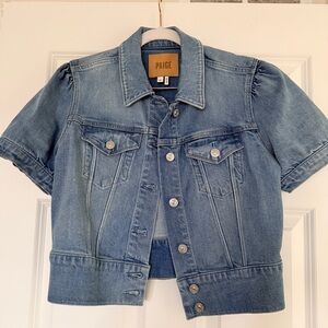 PAIGE Blue Denim Jacket with Tan Label